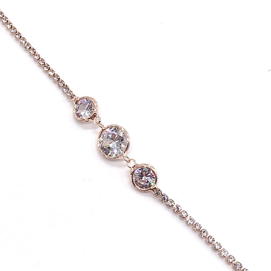 Rose Gold Diamante Bracelet with Genuine Clear Crystal Stones