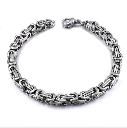 5.5mm Chunky Silver Colour Stainless Steel Link Chain Bracelet