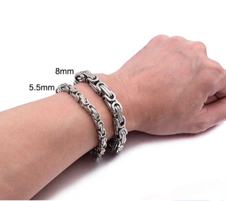 5.5mm Chunky Silver Colour Stainless Steel Link Chain Bracelet