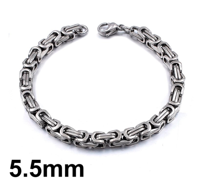 5.5mm Chunky Silver Colour Stainless Steel Link Chain Bracelet