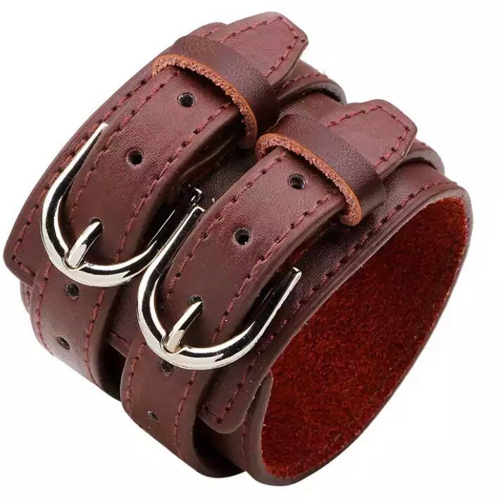 Leather Vintage Fashion Wrap Bracelet Available in Black Brown or White