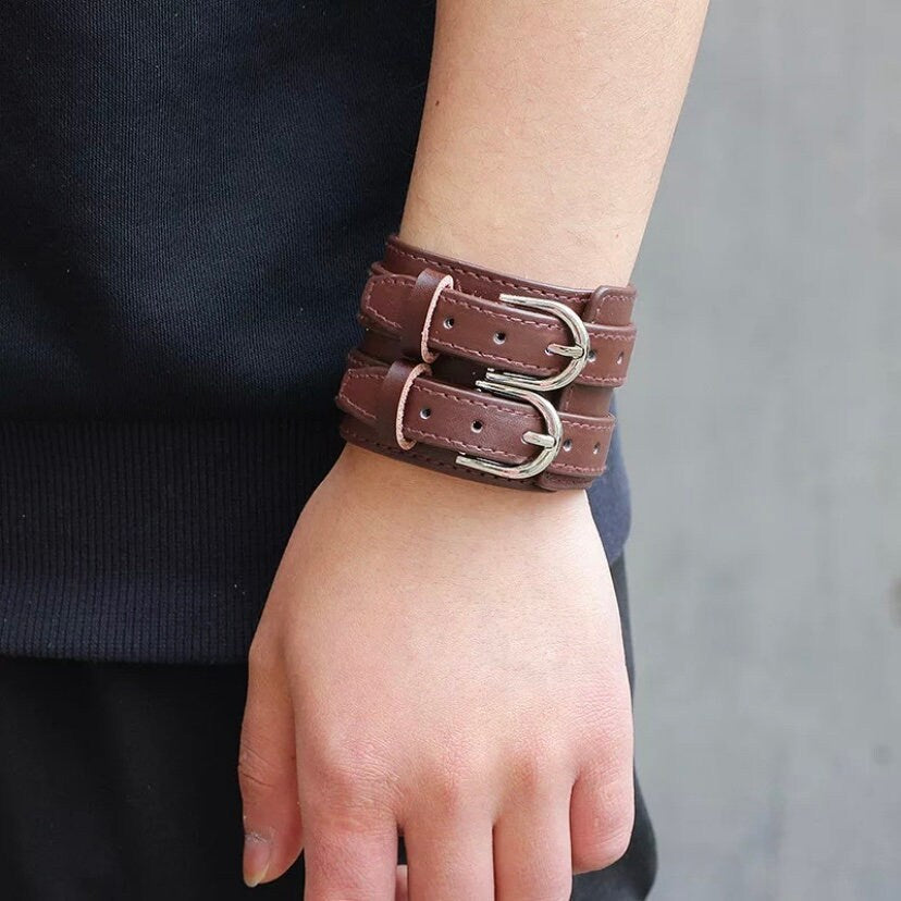 Leather Vintage Fashion Wrap Bracelet Available in Black Brown or White