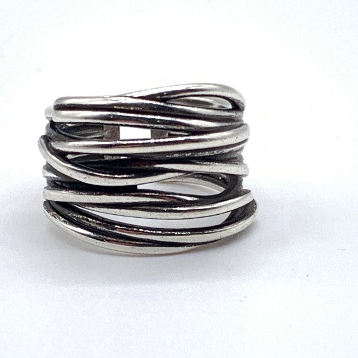 Beautiful Silver Colour Multilayer Line Ring