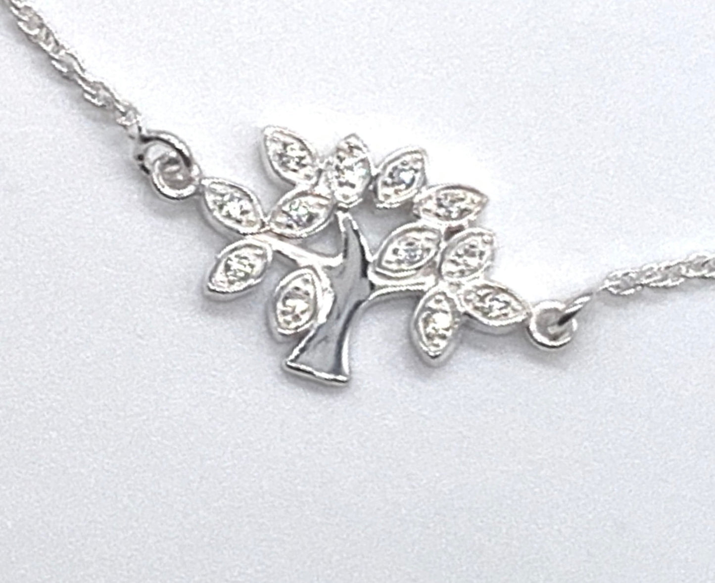 Sterling Silver Clear Cubic Zirconia Tree of Life Bracelet