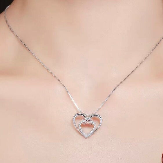 Stunning 925 Sterling Silver Infinity Love Forever Heart Pendant Necklace