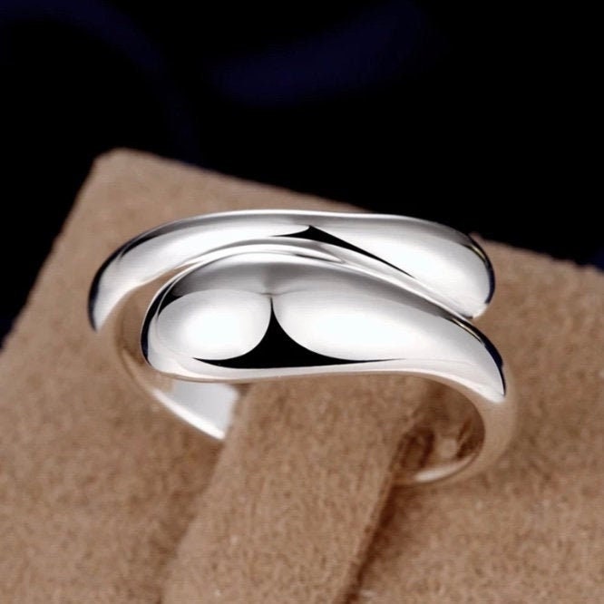 Simple Stunning Water Drop Silver Bijoux Open Ring