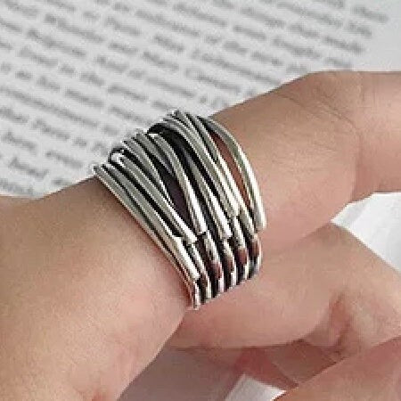 Beautiful Silver Colour Multilayer Line Ring