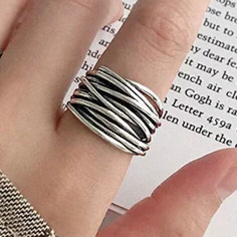 Beautiful Silver Colour Multilayer Line Ring