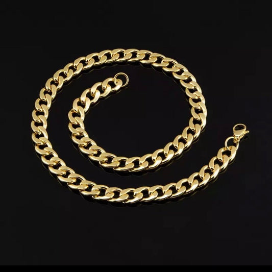 Bracelet and Necklace 10mm Miami Cuban Link Chain Stainless Steel Hip Hop Necklace & Bracelet Set Available in Gold or Silver Colour