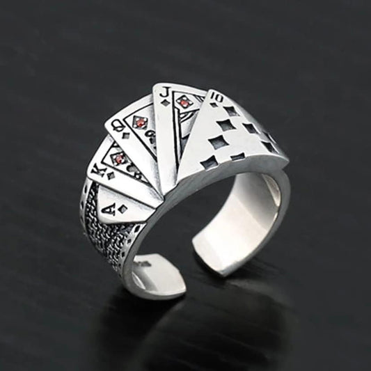 Playing Cards Stainless Steel Open Ring