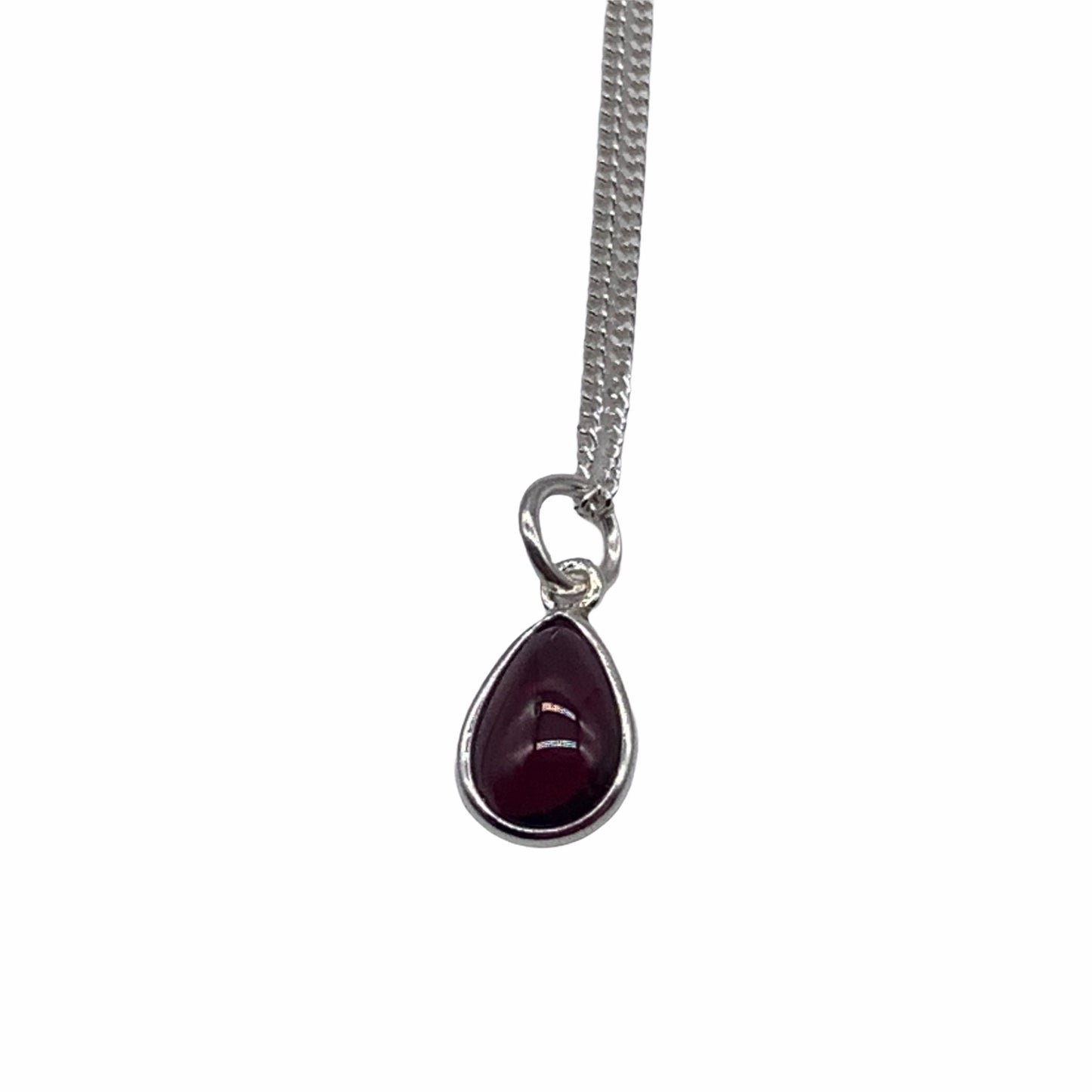 Dainty 925 Sterling Silver Necklace with a Beautiful Teardrop Garnet Gemstone