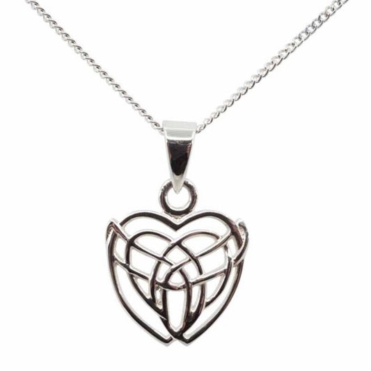 Sterling Silver Celtic Heart Pendant Necklace