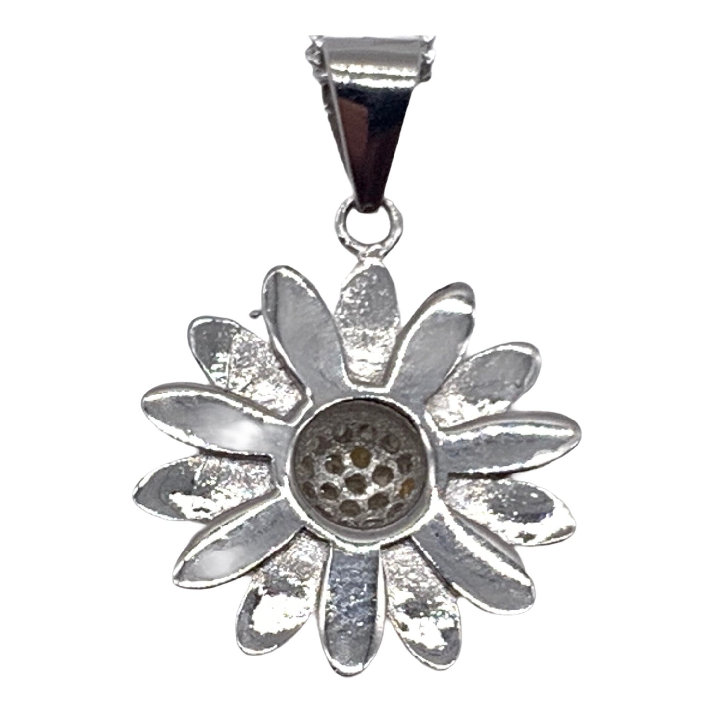 Sterling Silver Jonquil Cubic Zirconia Daisy Flower Pendant