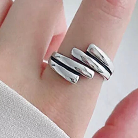 Four Multi-Layered Open Silver Ring