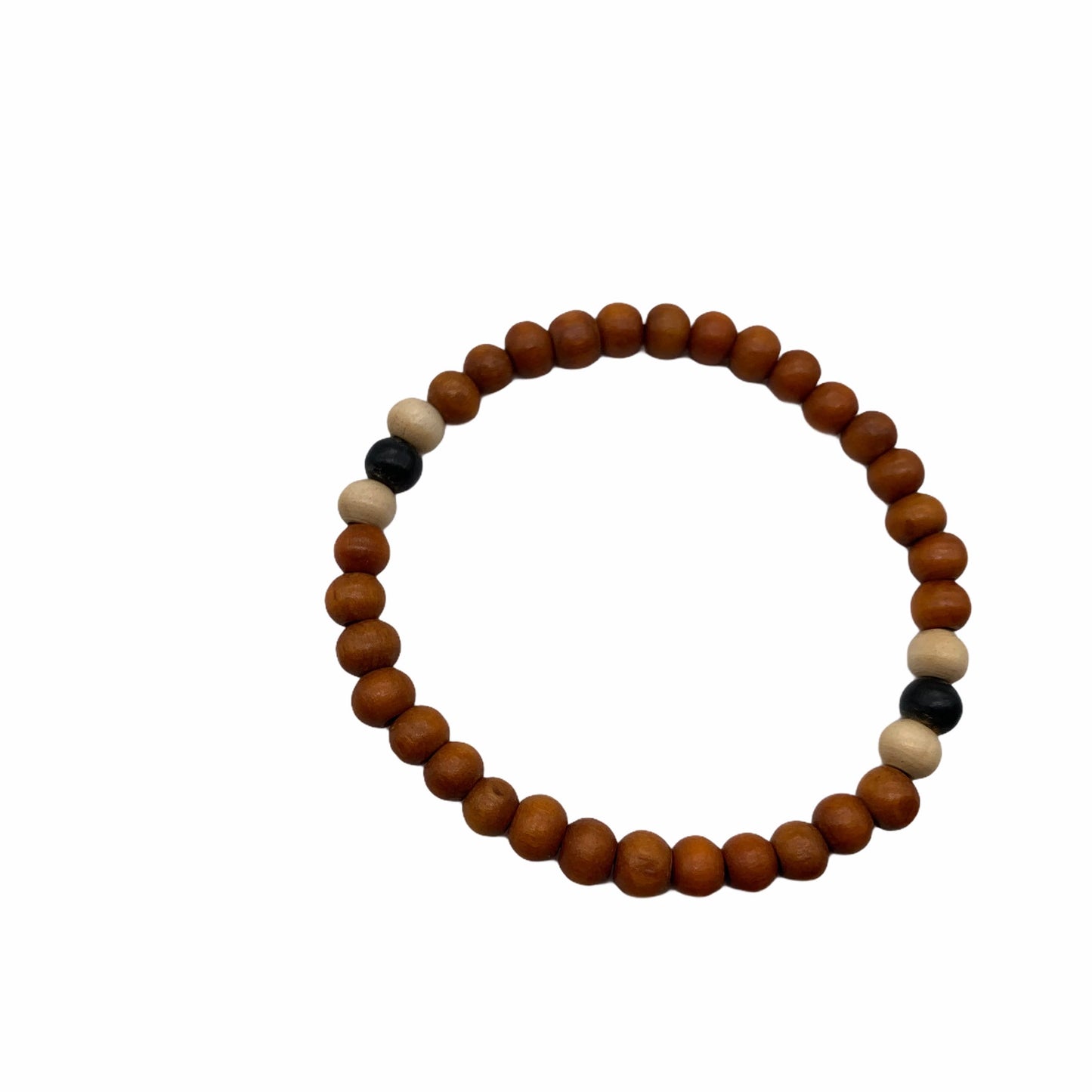 Triple Layer Wooden Small Beads Elasticated Bracelets in Black, Red & Brown