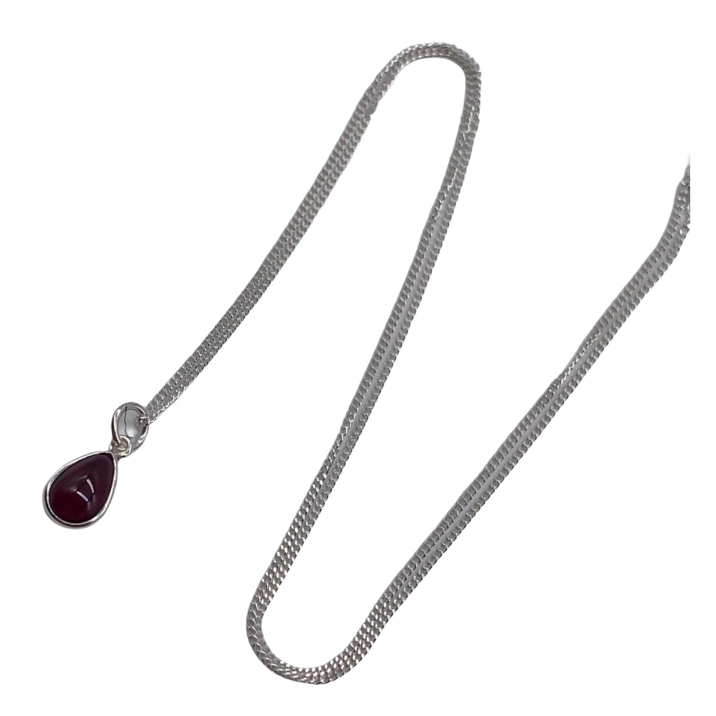 Dainty 925 Sterling Silver Necklace with a Beautiful Teardrop Garnet Gemstone