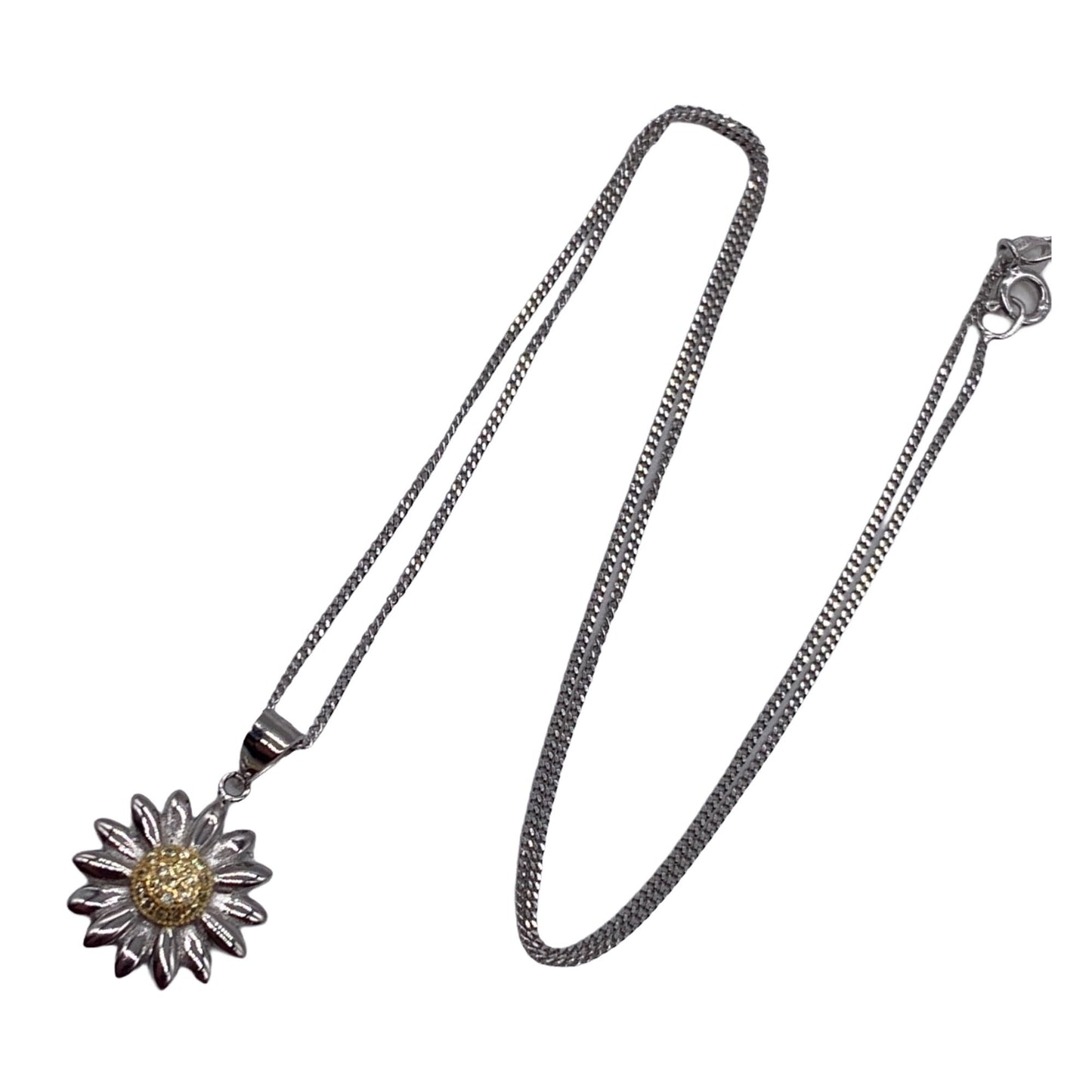 Sterling Silver Jonquil Cubic Zirconia Daisy Flower Pendant