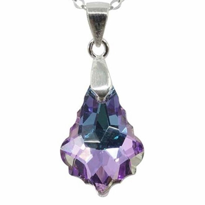 Sterling Silver Light Amethyst Crystal Pendant Necklace