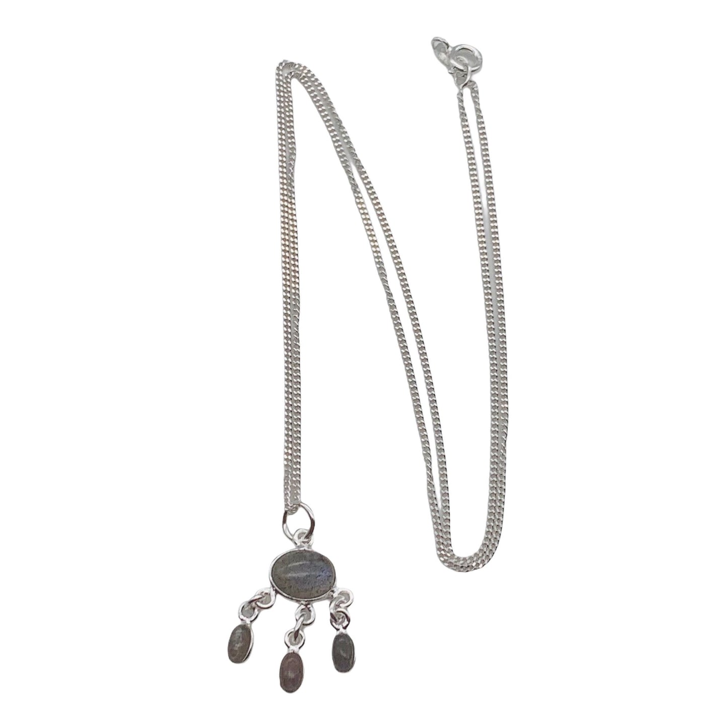 Dainty 925 sterling silver triple drop Necklace with stunning Grade 'A" Labradorite Gemstones