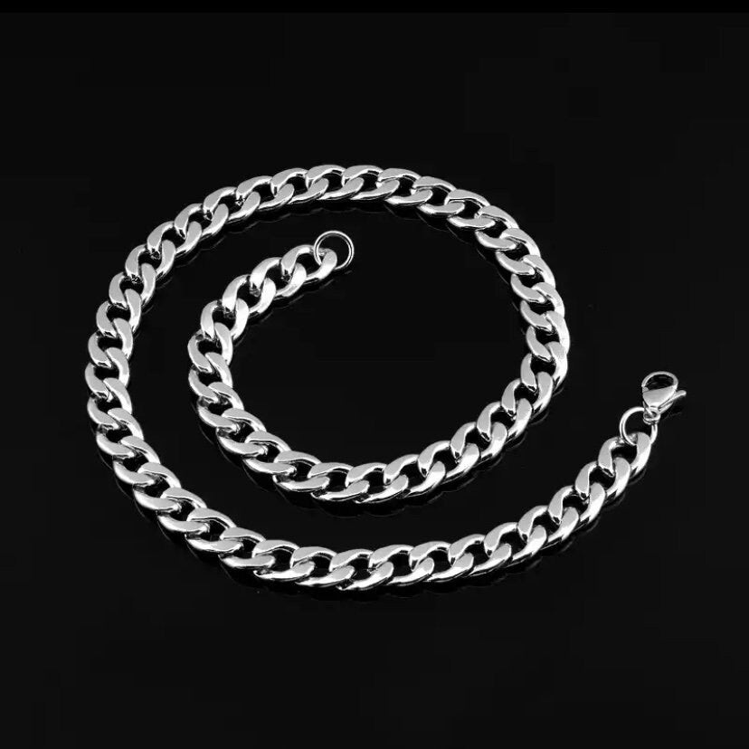 Bracelet and Necklace 10mm Miami Cuban Link Chain Stainless Steel Hip Hop Necklace & Bracelet Set Available in Gold or Silver Colour