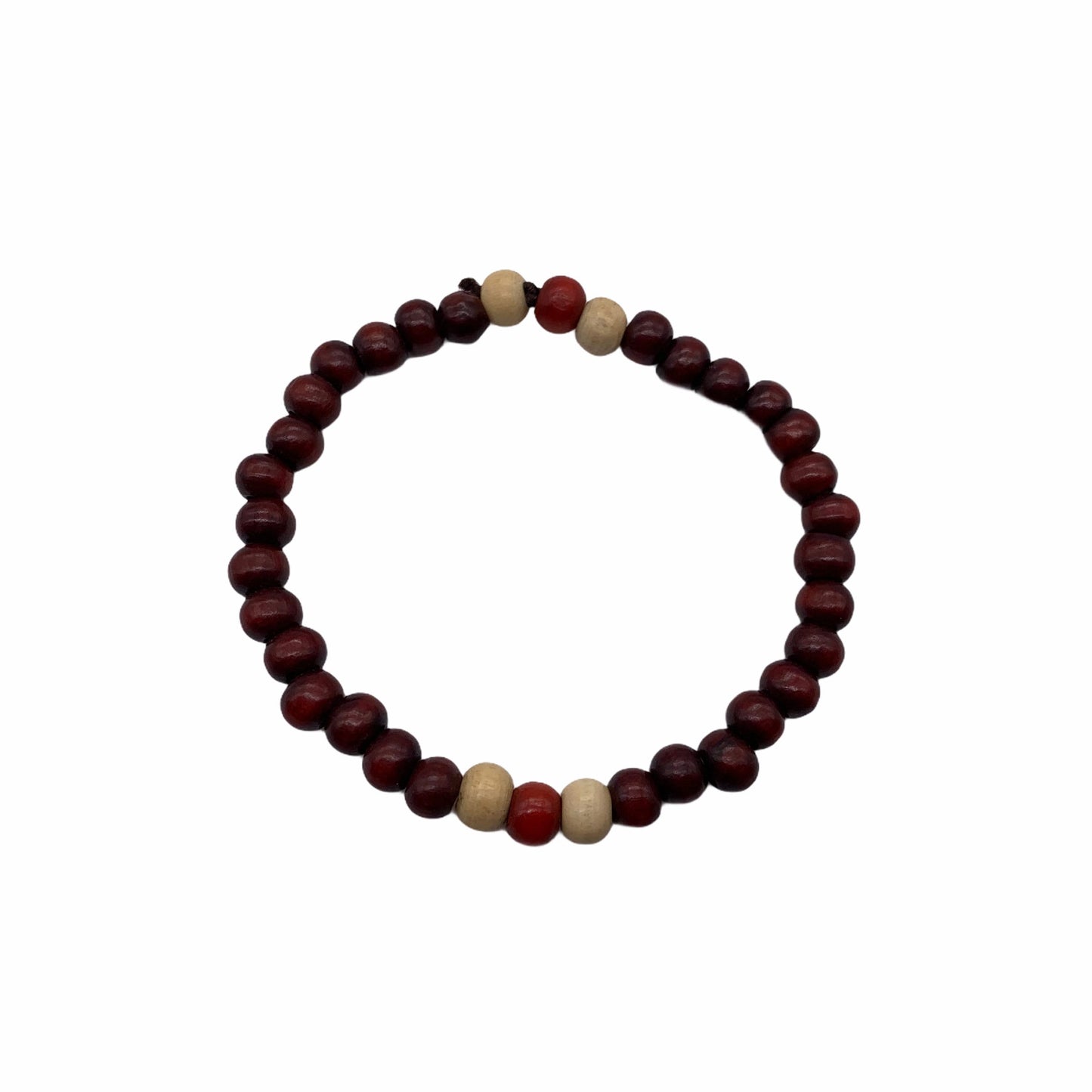 Triple Layer Wooden Small Beads Elasticated Bracelets in Black, Red & Brown