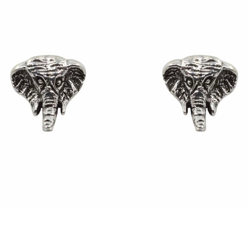 Sterling Silver Elephant Stud Earrings