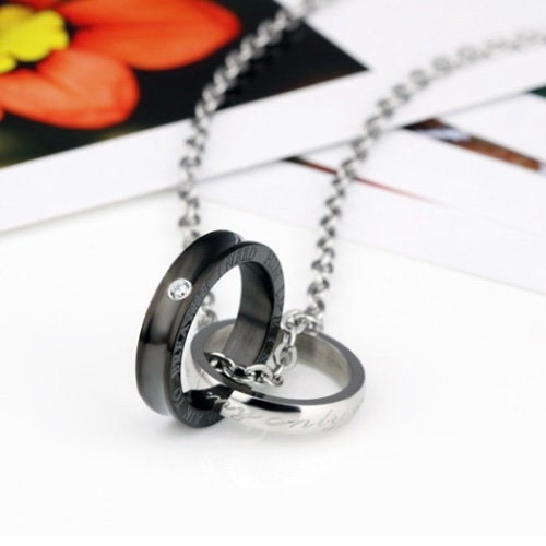 Micro Inlaid Zircon Lovers Necklace Double Round My Only Love Romantic Charm Pendant Necklace