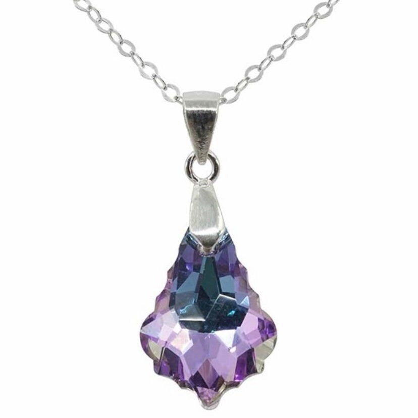 Sterling Silver Light Amethyst Crystal Pendant Necklace