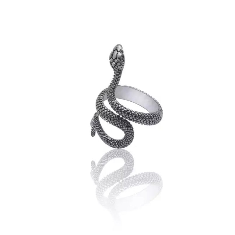 Punk Retro Snake Serpentine Black or Silver Colour Open Ring