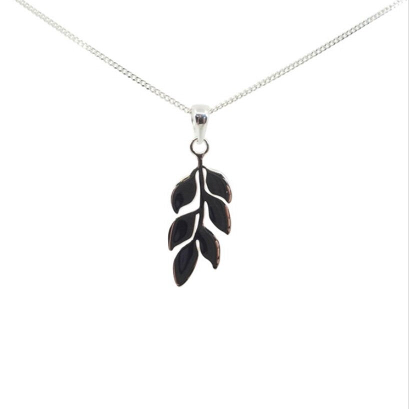 Sterling Silver Leaf Pendant Necklace