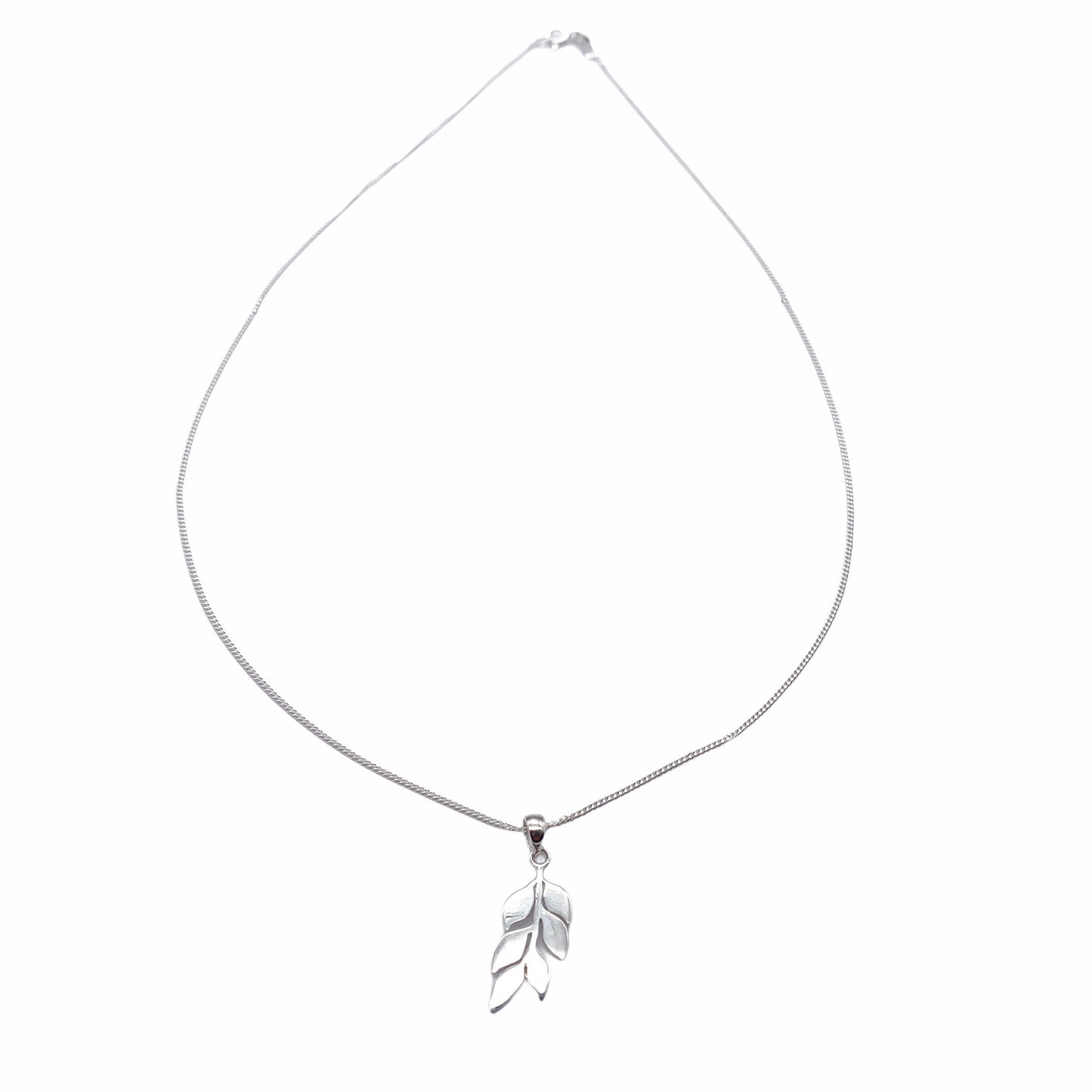 Sterling Silver Leaf Pendant Necklace