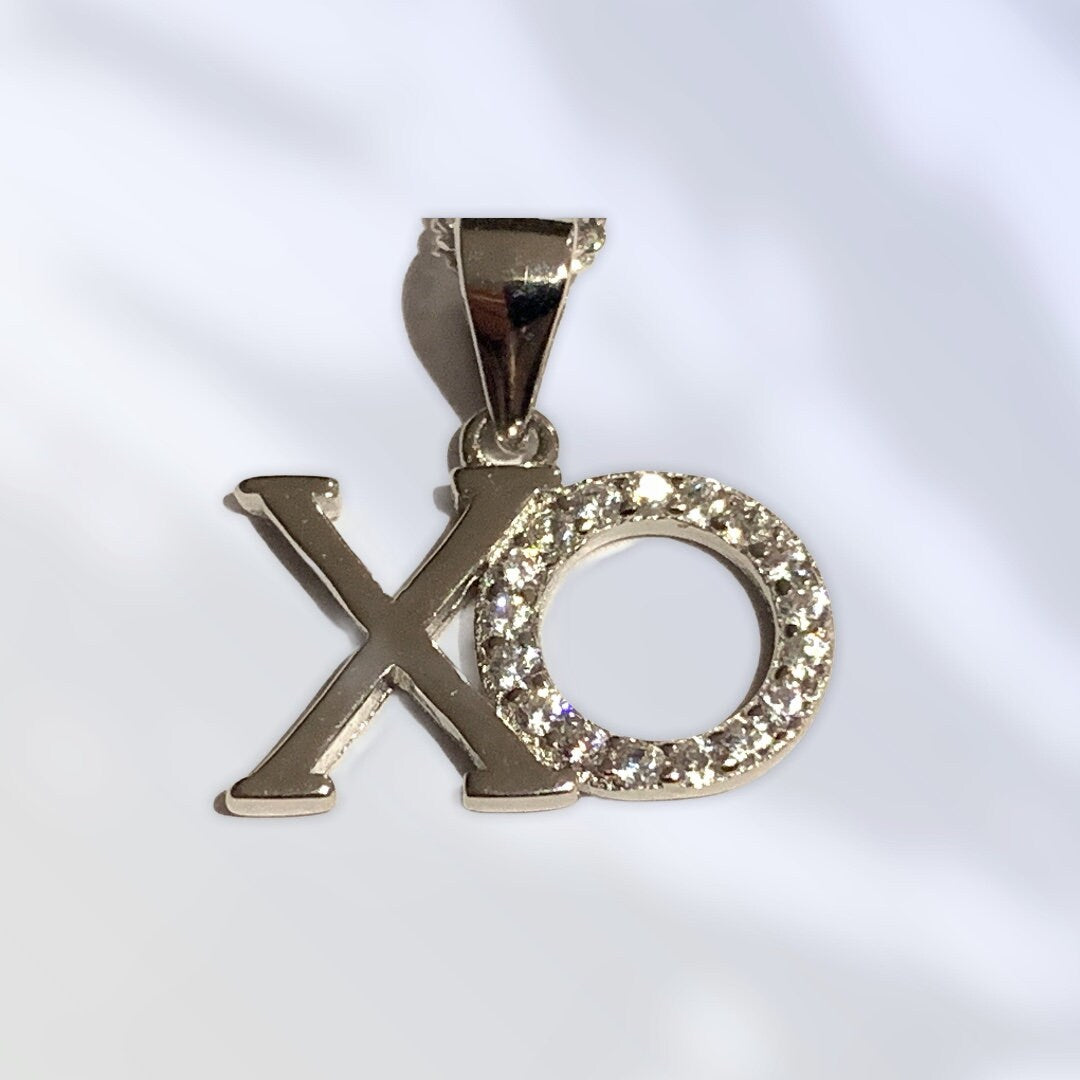 Sterling Silver Clear Cubic Zirconia XO (Hugs and Kisses) Pendant Necklace