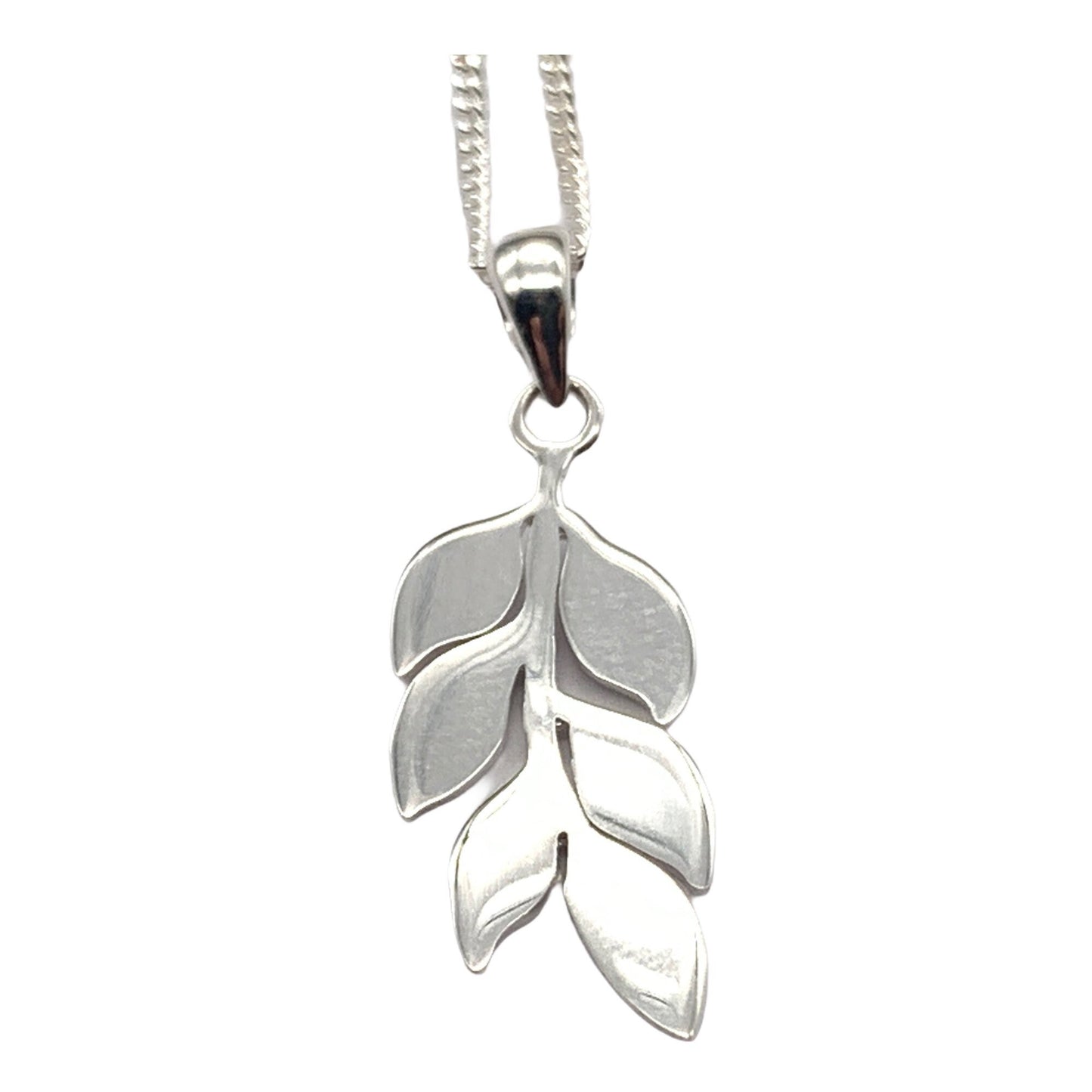 Sterling Silver Leaf Pendant Necklace