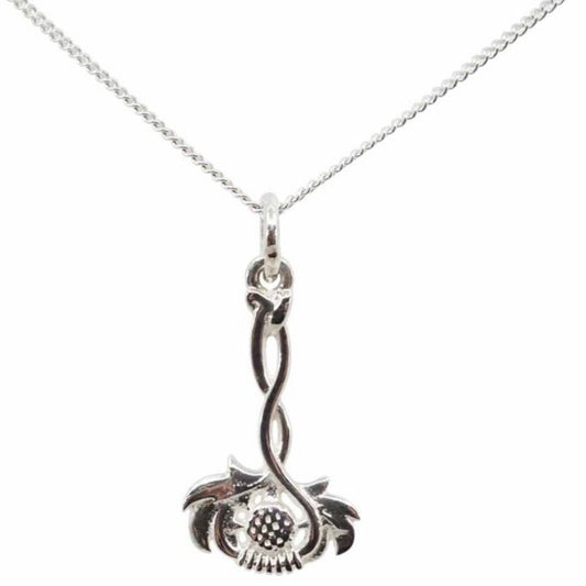 Sterling Silver Thistle Celtic Pendant Necklace