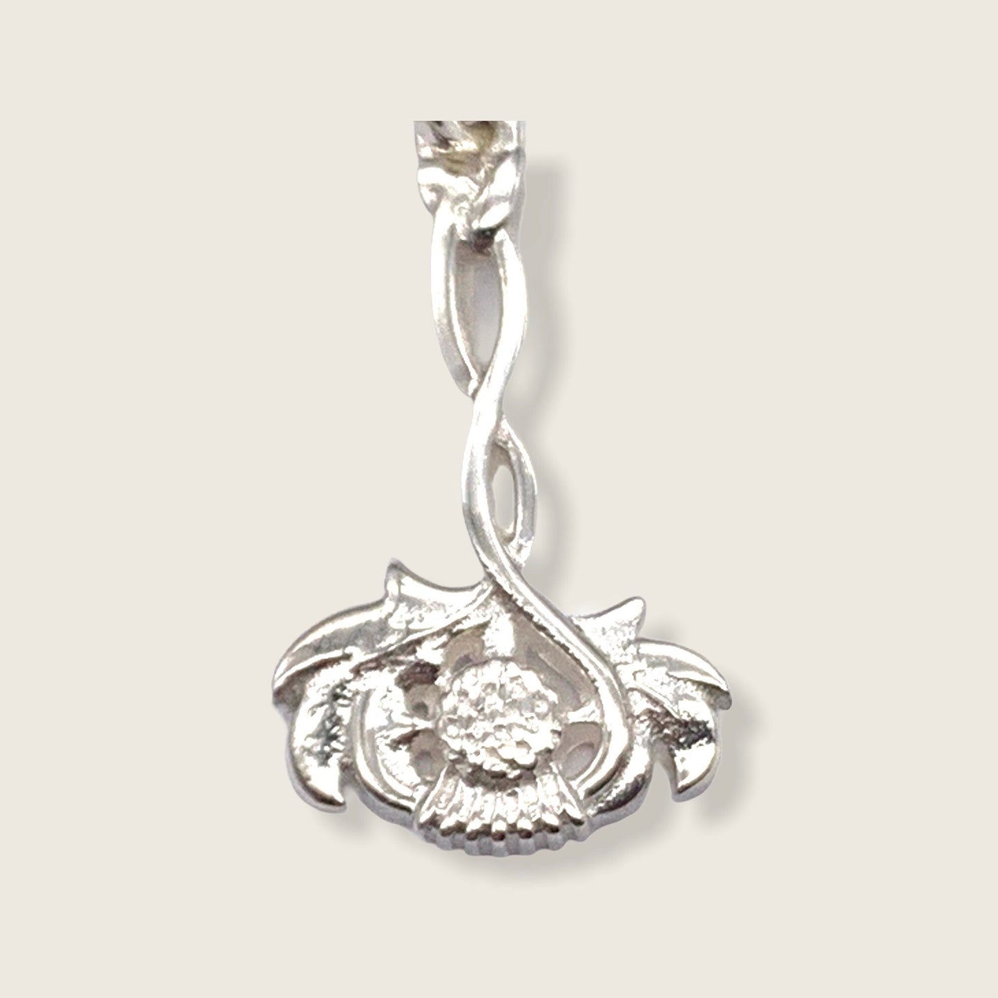 Sterling Silver Thistle Celtic Pendant Necklace