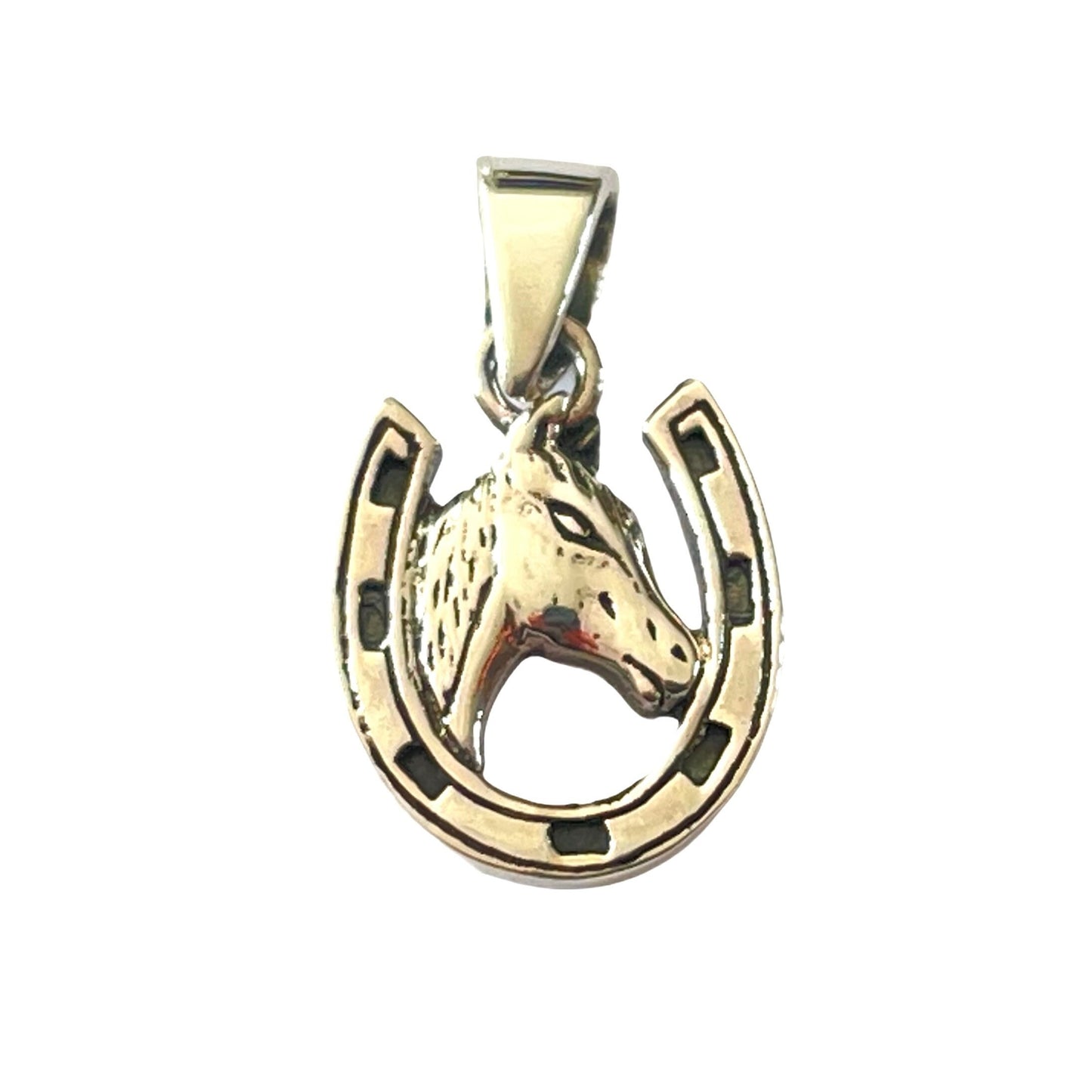 Delicate Sterling Silver Horse and Lucky Horseshoe Pendant Necklace