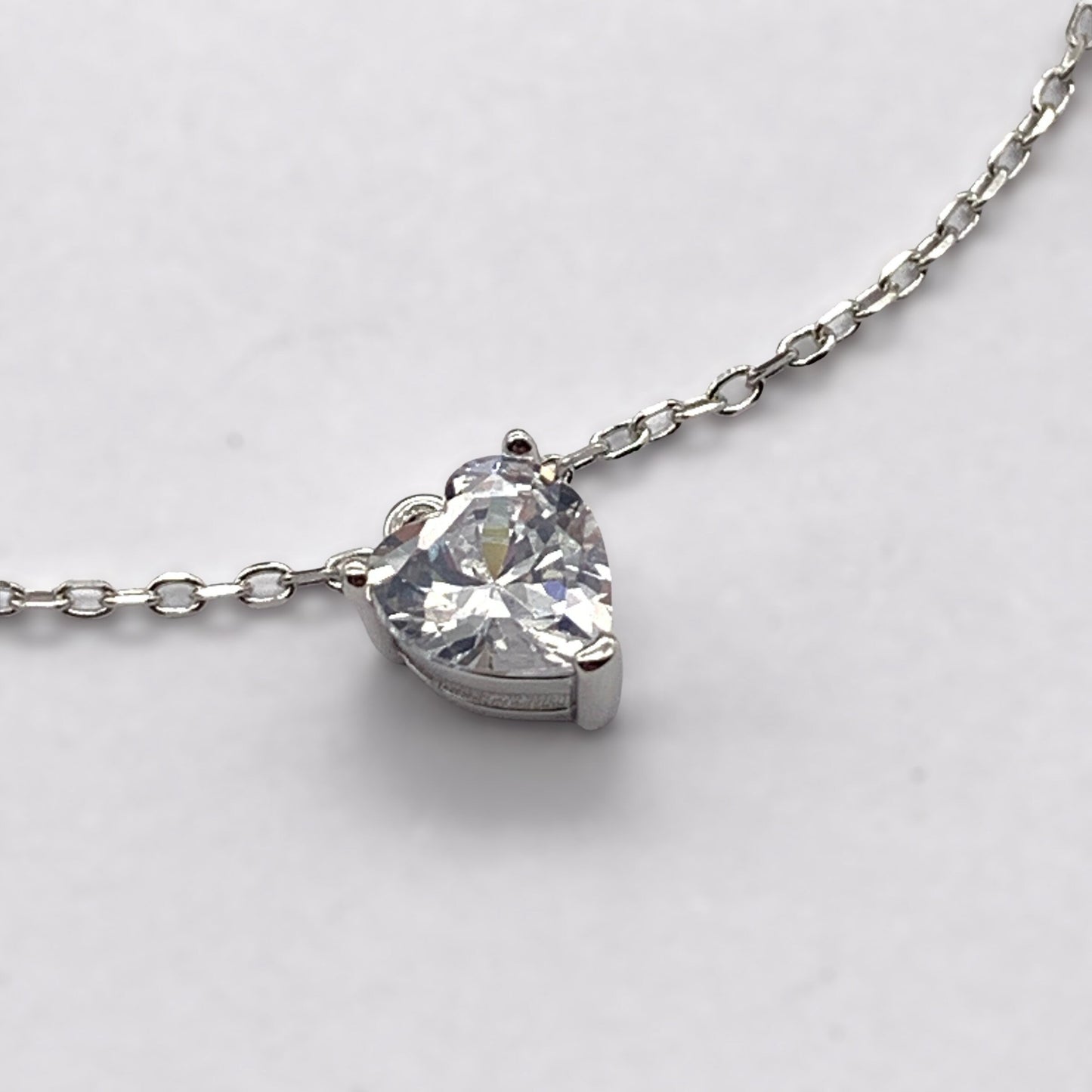 Stunning Sterling Silver Clear Cubic Zirconia Heart Charm Bracelet