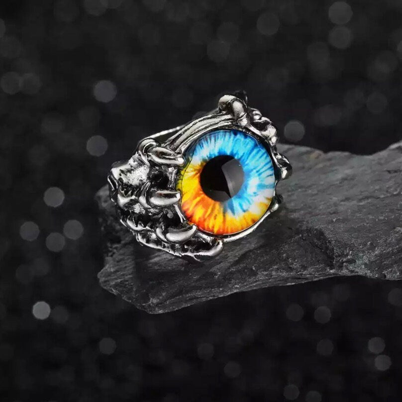 Gothic Vintage Colourful Eye Open Ring