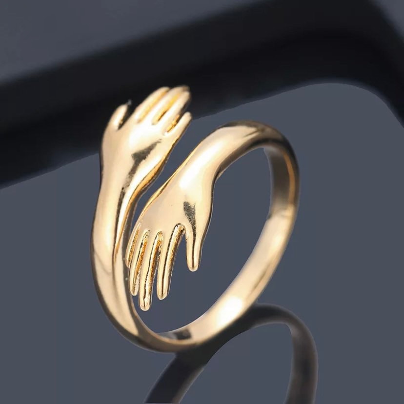 Romantic Hand with Love Hug Open Ring in Gold or Silver Colour