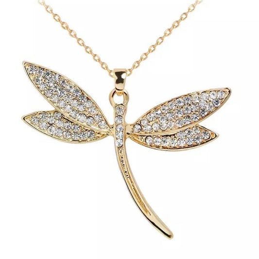 Exquiste Dragonfly Gold Pendant Necklace