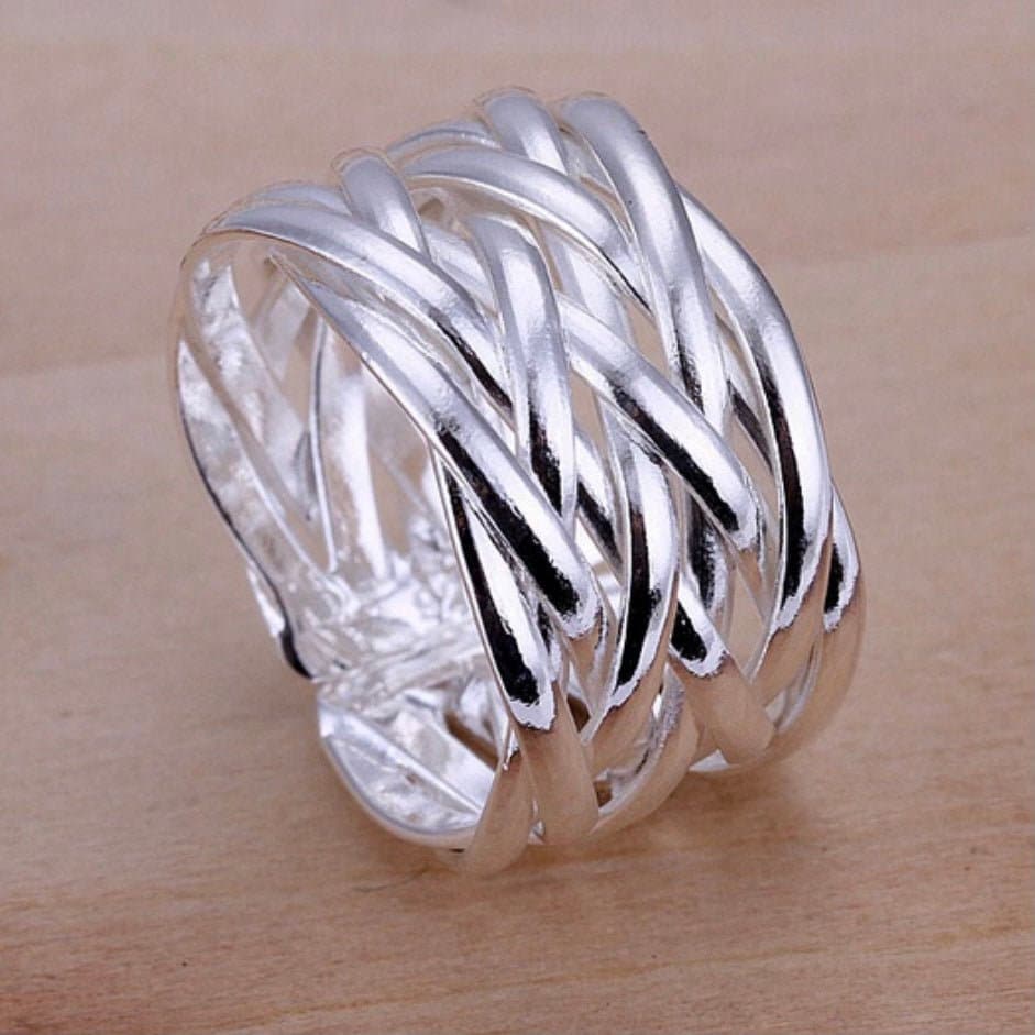 Silver Colour Mesh Open Ring