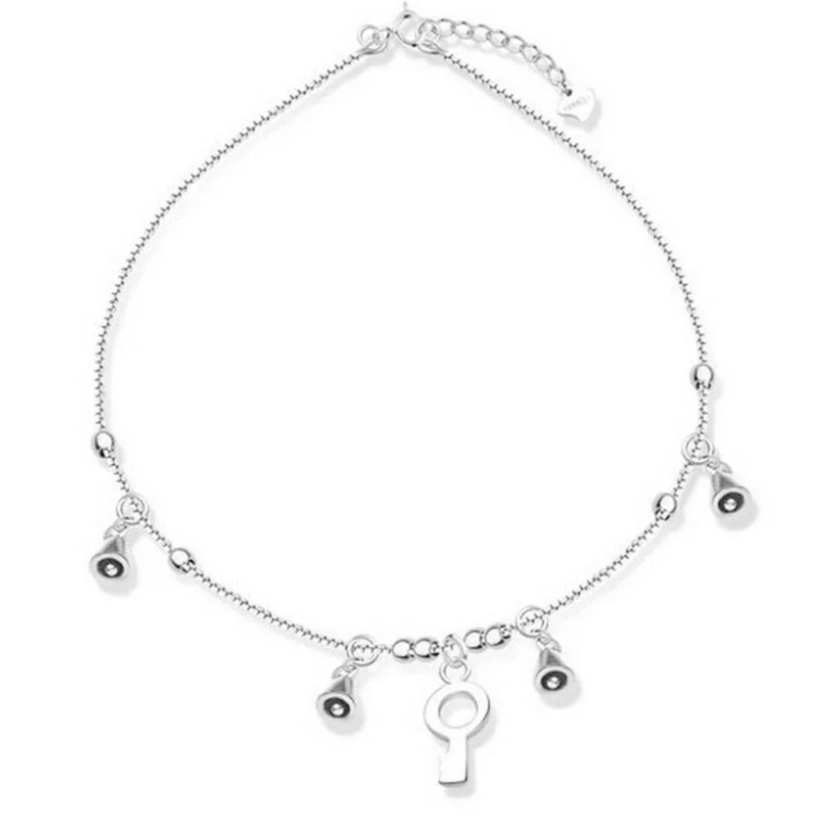 Silver Colour Lock Key Anklet