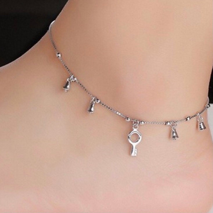 Silver Colour Lock Key Anklet