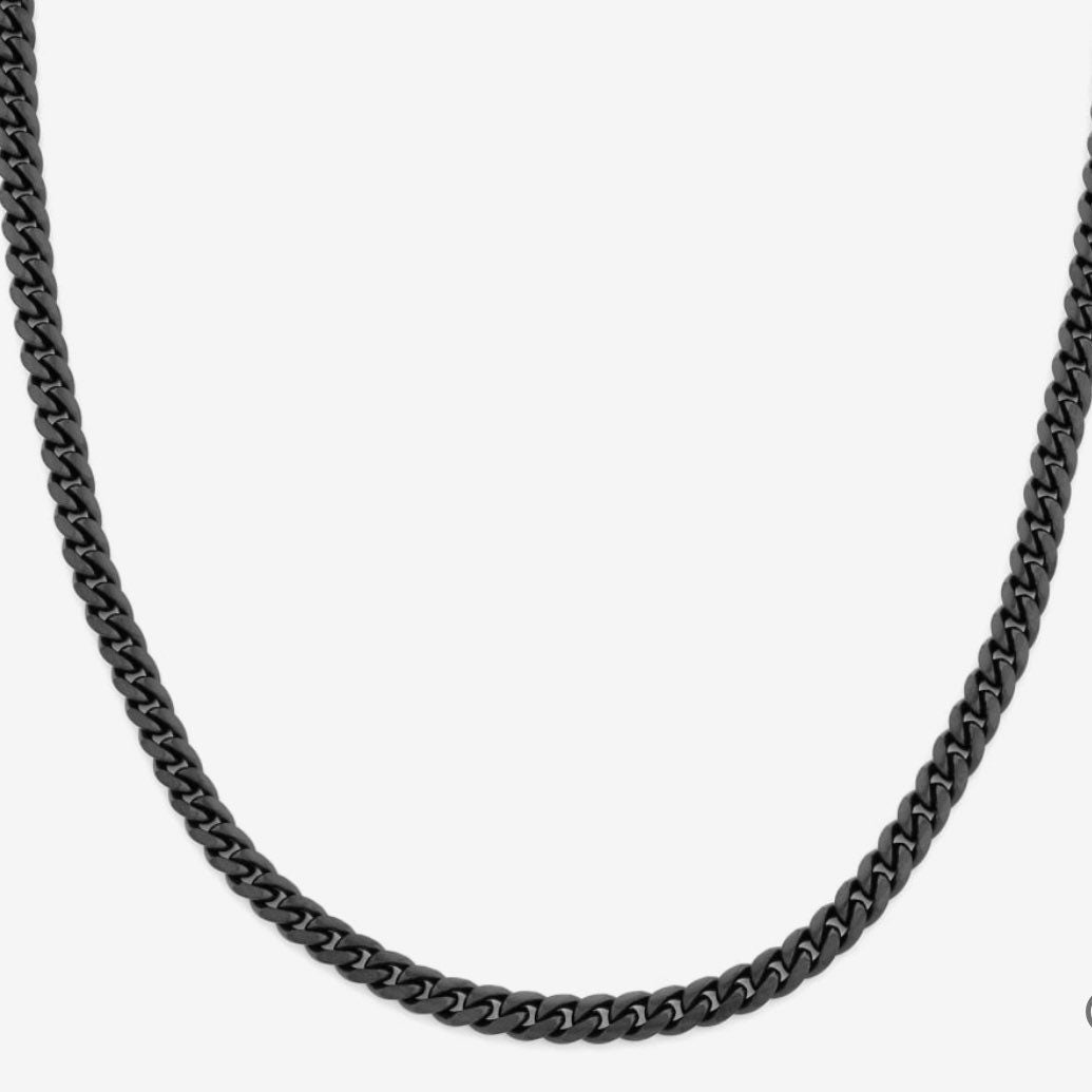 Stainless Steel Black Colour Curb Chain Necklace