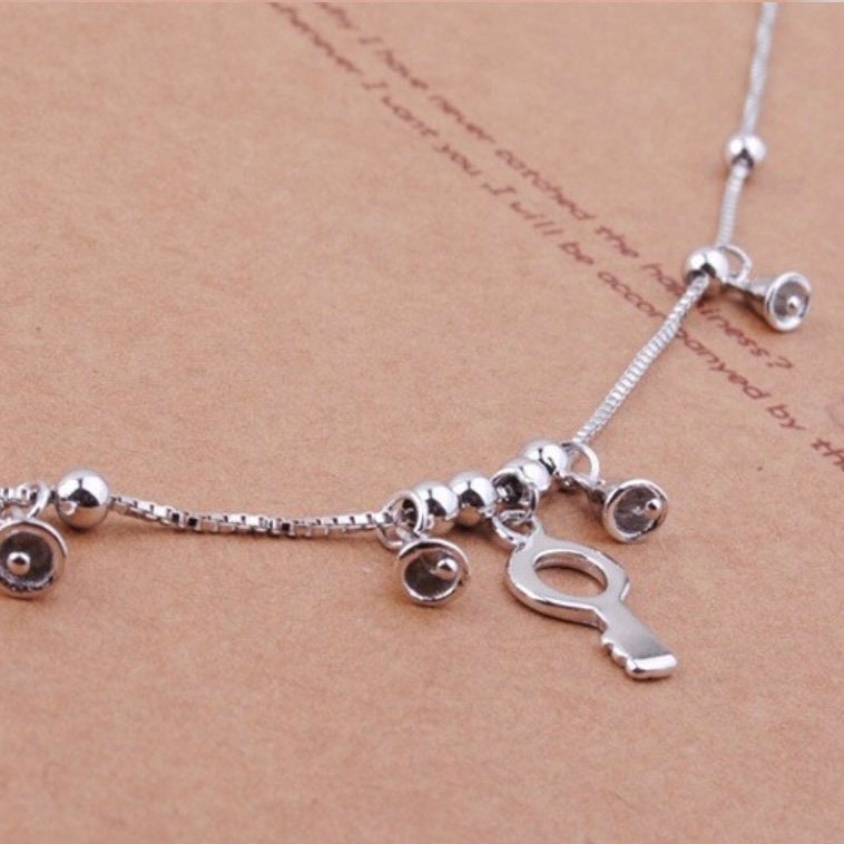 Silver Colour Lock Key Anklet