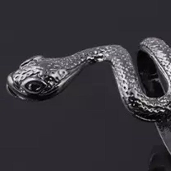 Gothic Punk Retro Snake Serpentine Ring Available in Silver or Black Colour