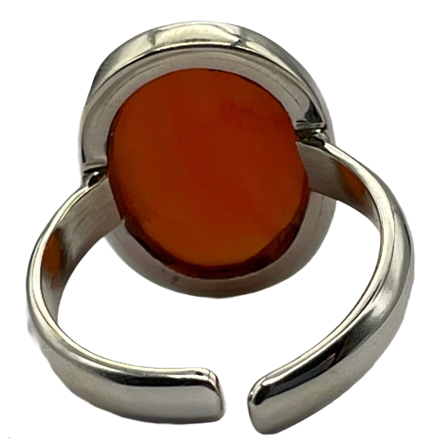 Carnelian Oval Faceted Sterling Silver 925 Adjustable Ring