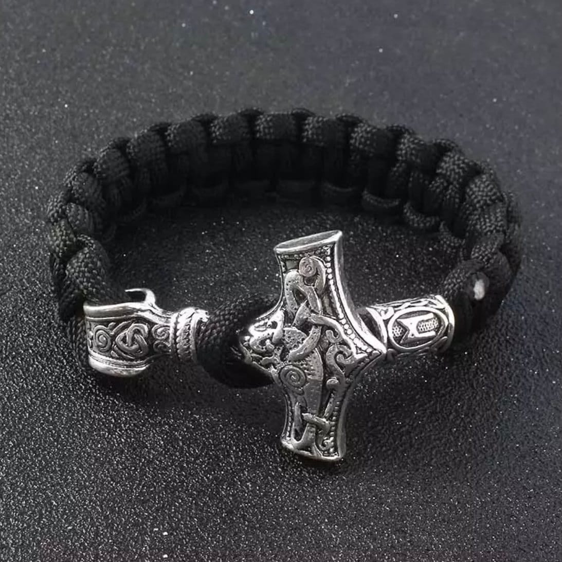 Vintage Mjoinir Rope Chain Bracelet Silver Thor Hammer Wristband Norse Mythology Amulet Jewellery Available in 9 Colours