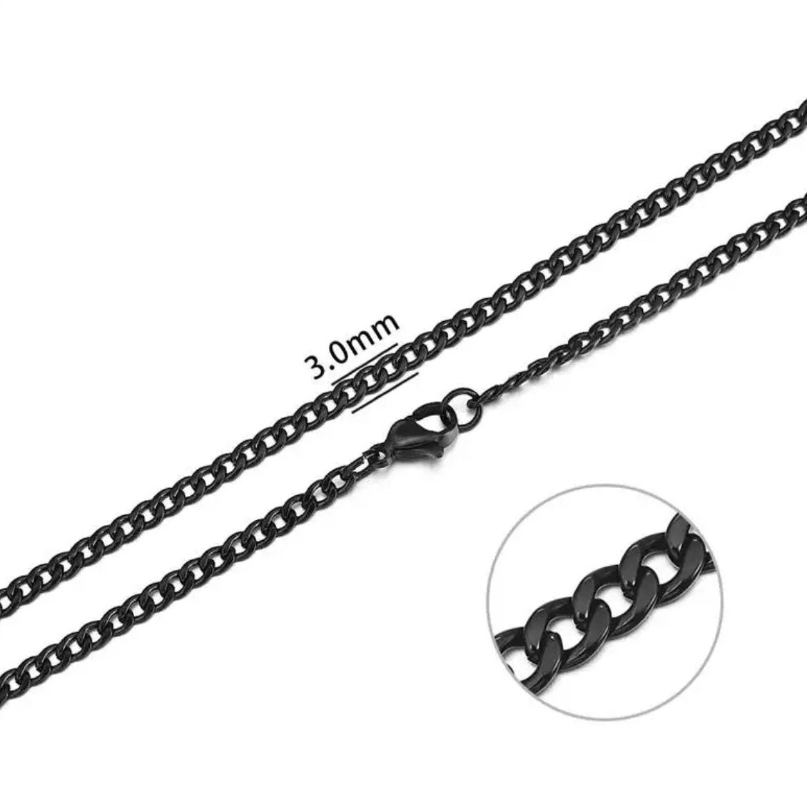 Stainless Steel Black Colour Curb Chain Necklace