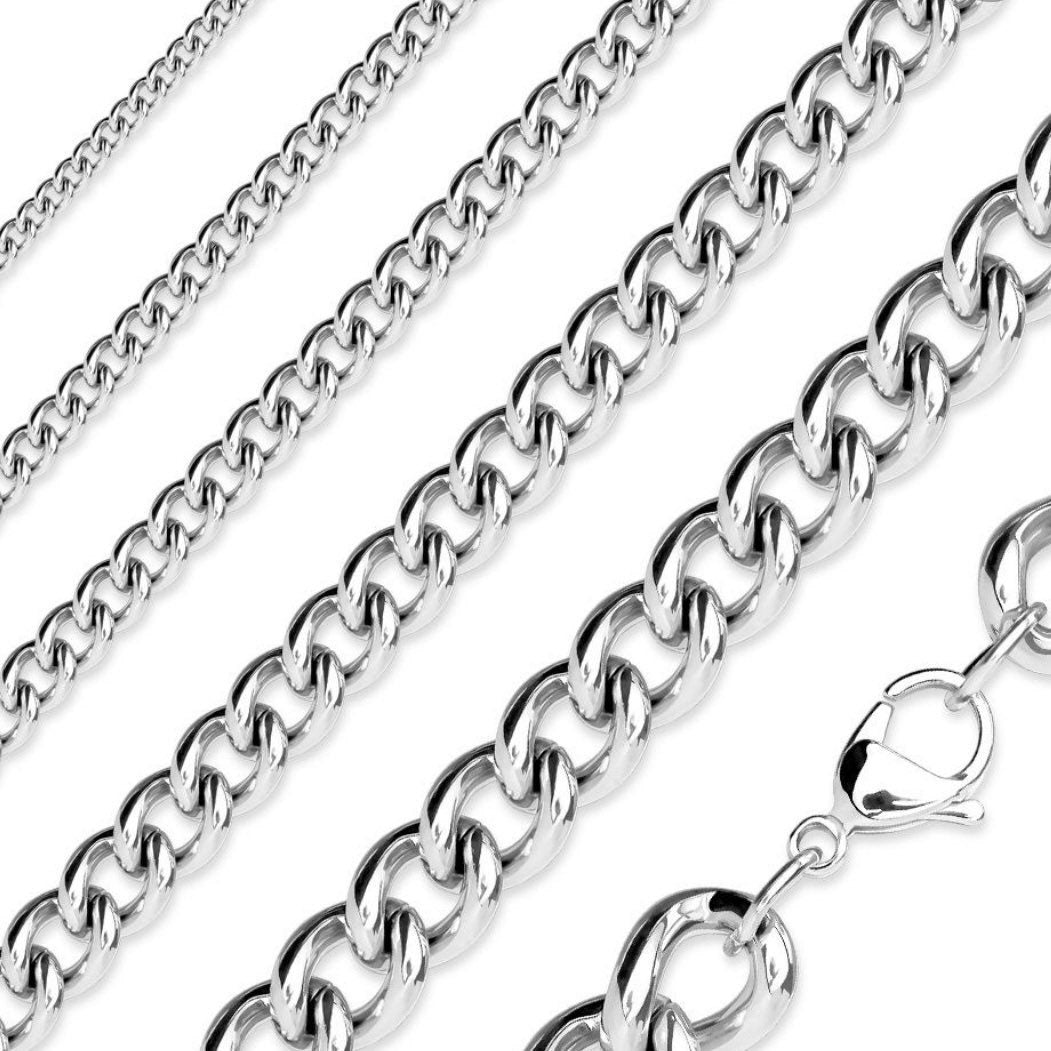 Stainless Steel Silver Colour Curb Chain Necklace